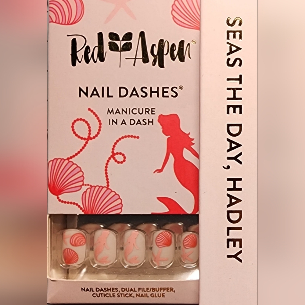 Red Aspen Nail Dashes - Mermaid designs
